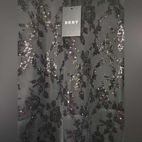 DKNY Black Bold Blooms Sequined Dress MSRP $139 🆕 - Picture 3 of 8